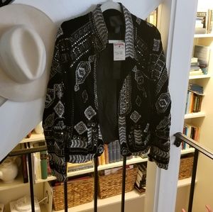 Black Beaded Velvet Blazer